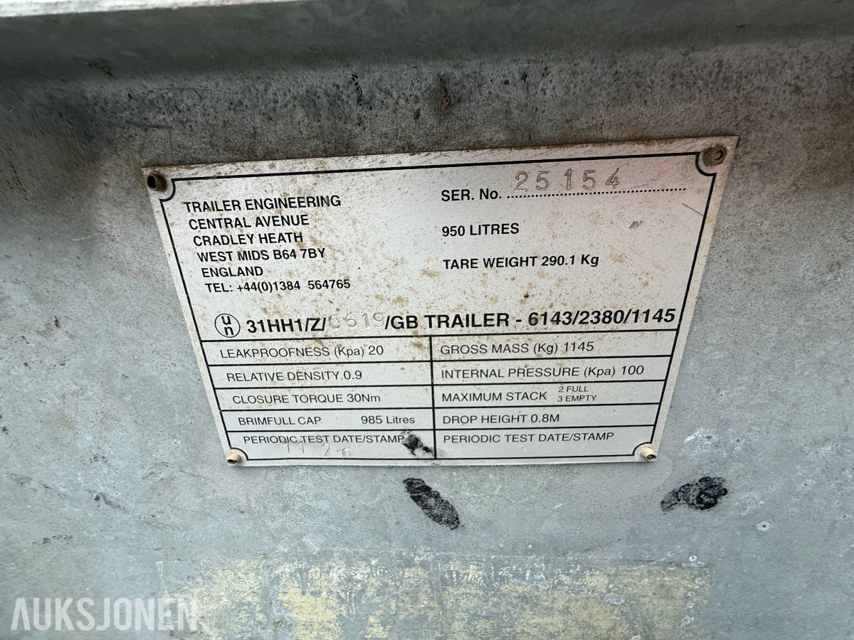 Vera tank 1000L ADR Dieseltank