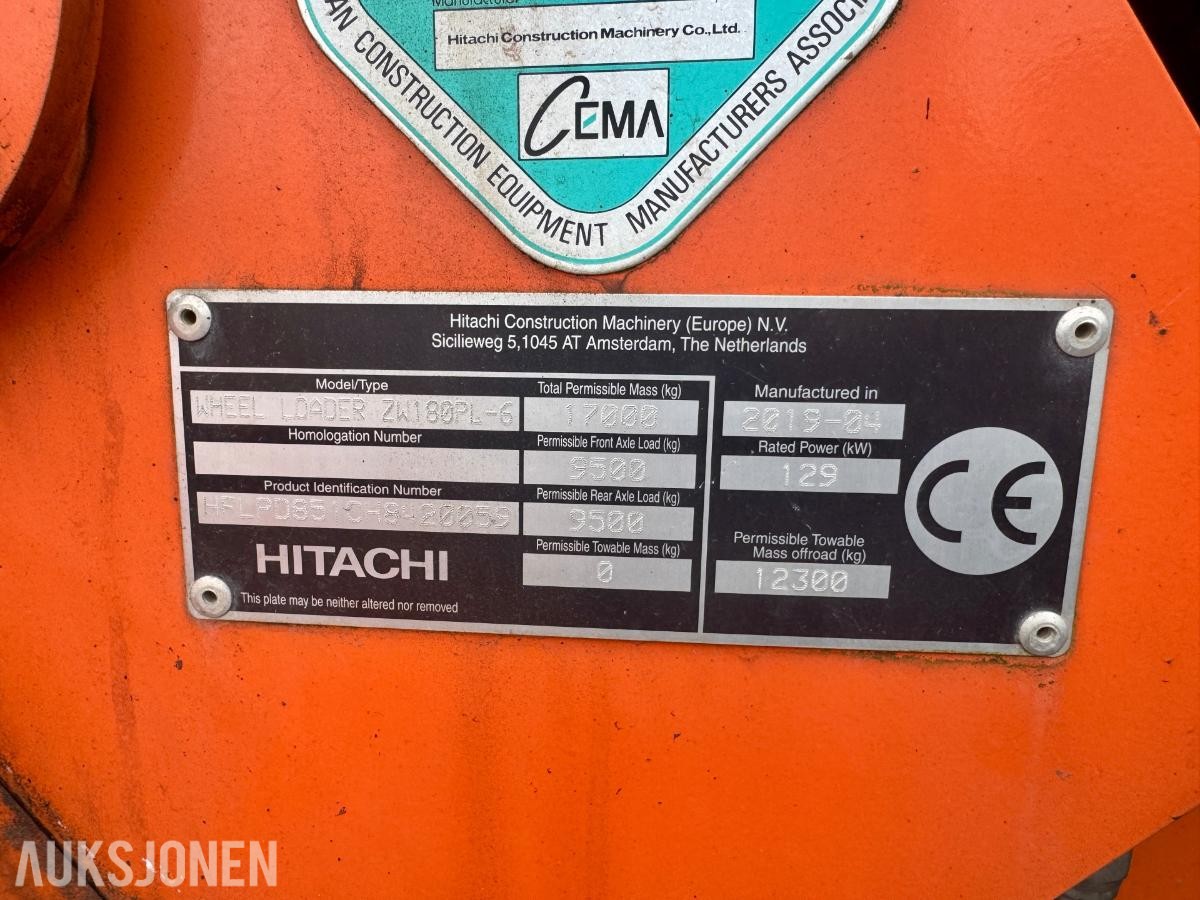 2019 Hitachi ZW180PL-6 Hjullaster - Timer: 5689