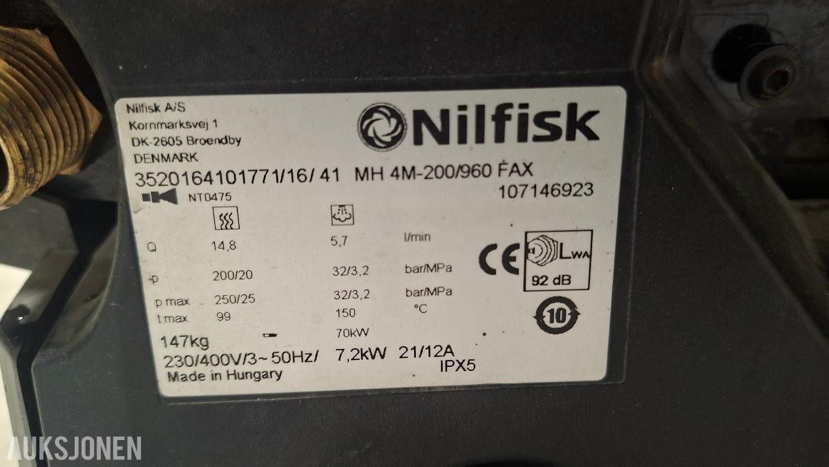 Nilfisk MH 4M-200/960 FA Varmtvann høytrykksvasker (200 bar)