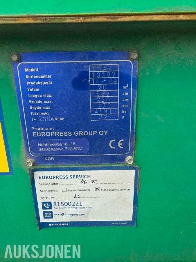 2009 Europress CMAX Komprimatorcontainer - 20m3