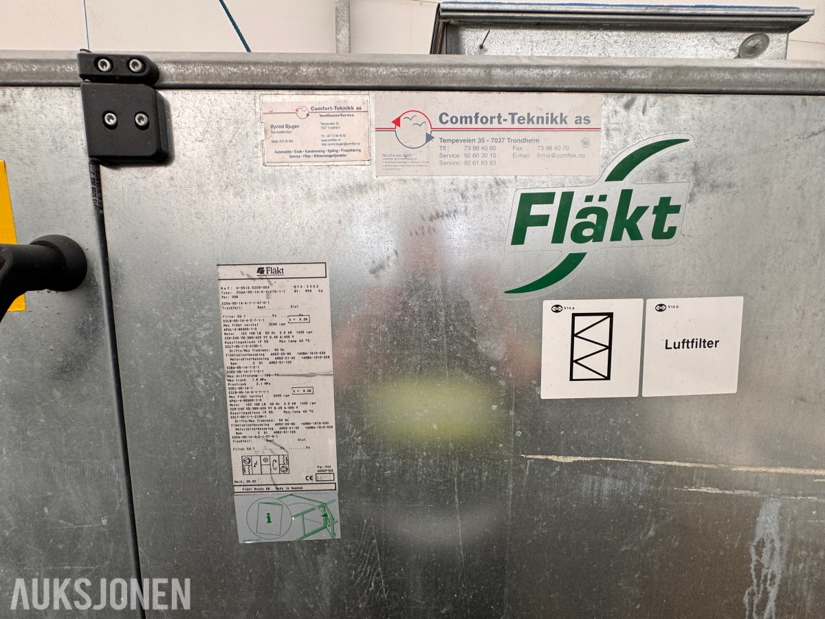 Fläkt og ABB ventilasjonsaggregat med varmegjenvinning