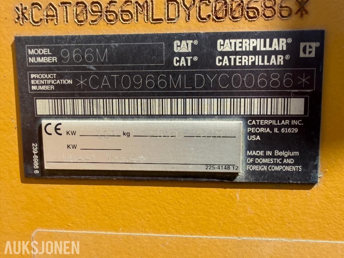 2015 Cat 966M HJULLASTER, VEKT, SENTRALSMØRING,SERVICEHISTORIKK