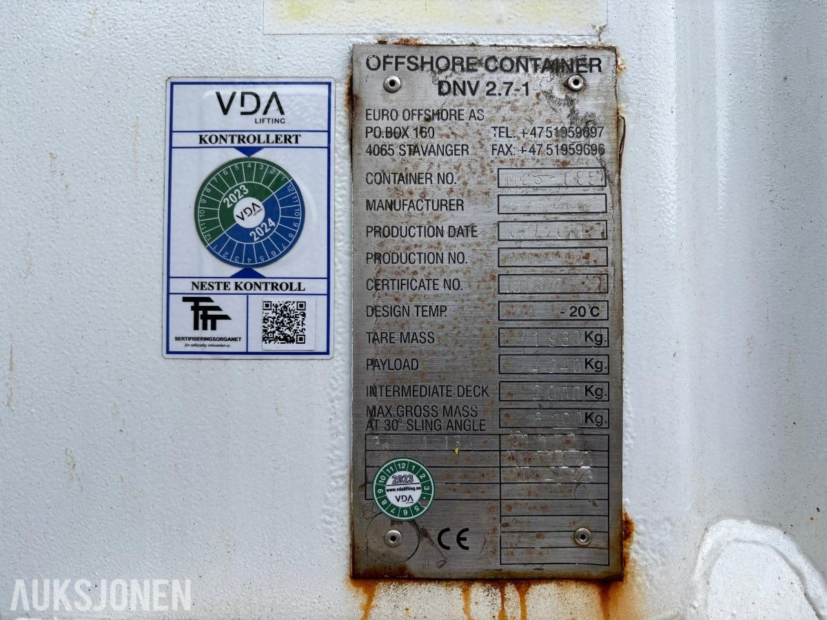3 stk. DNV 2.7-1 Offshore containere med mellomdekke – selges samlet