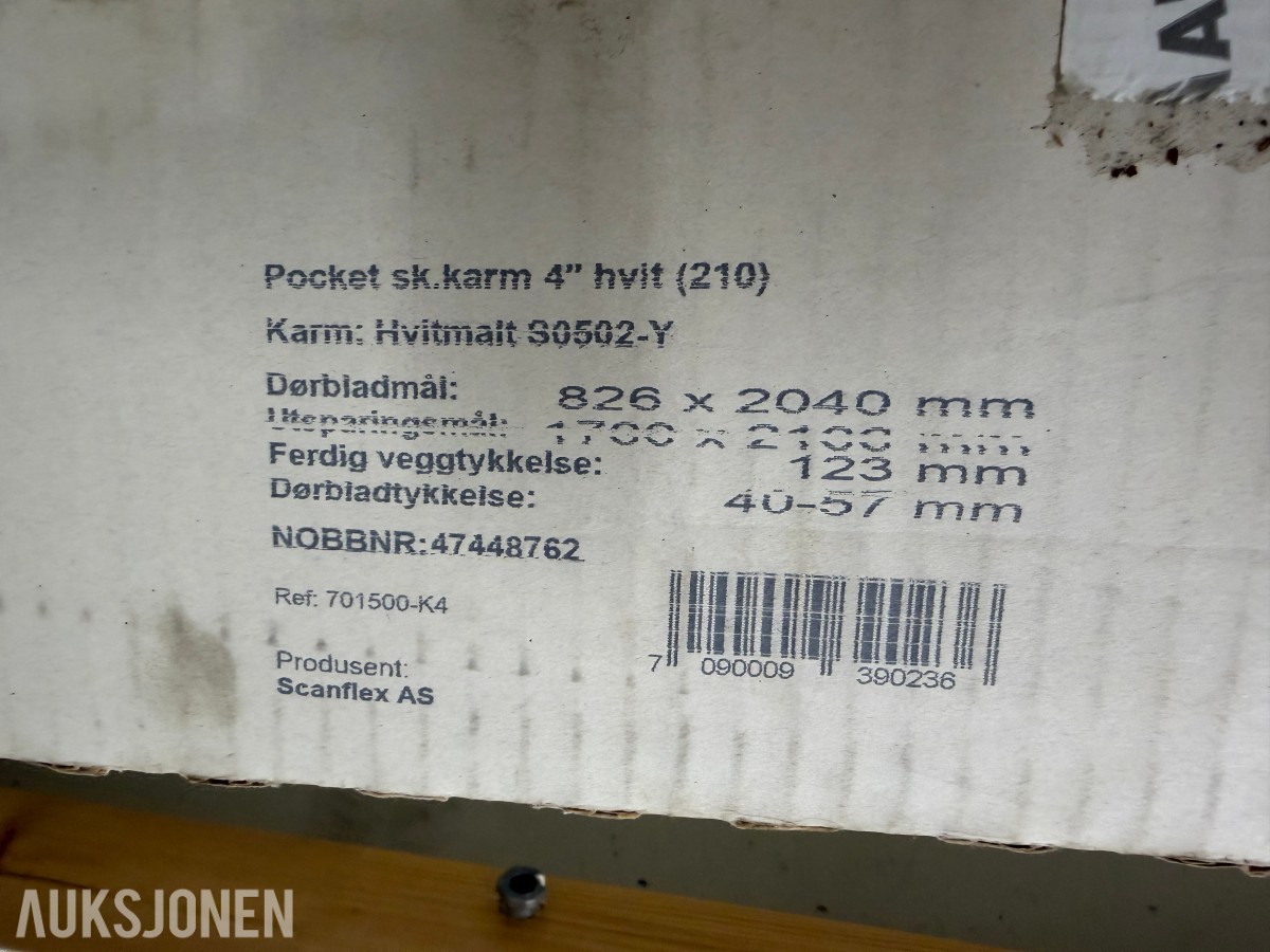 DØRKARMER INNVENDIG – 8 STK. DØR- OG SKYVEDØRSKARMER – SWEDOOR / SCANFLEX