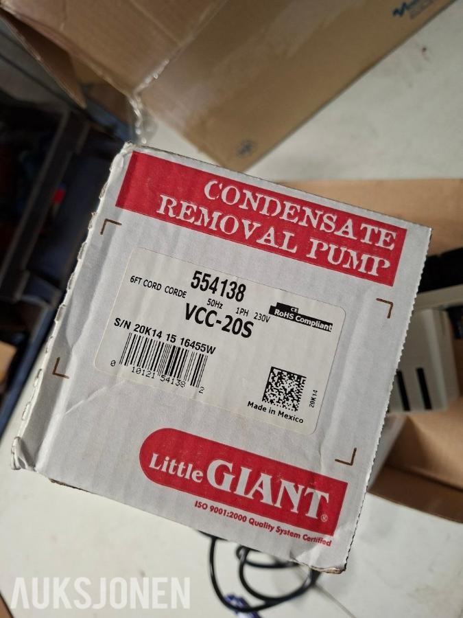 Little Giant VCC-20S kondensvannspumpe – Ny i eske