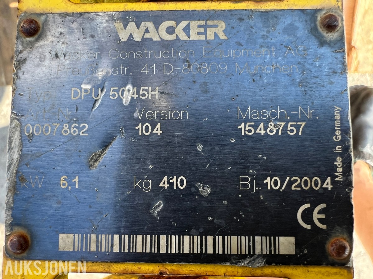 2004 Wacker Neuson DPU 5045H Vibroplate 410 KG