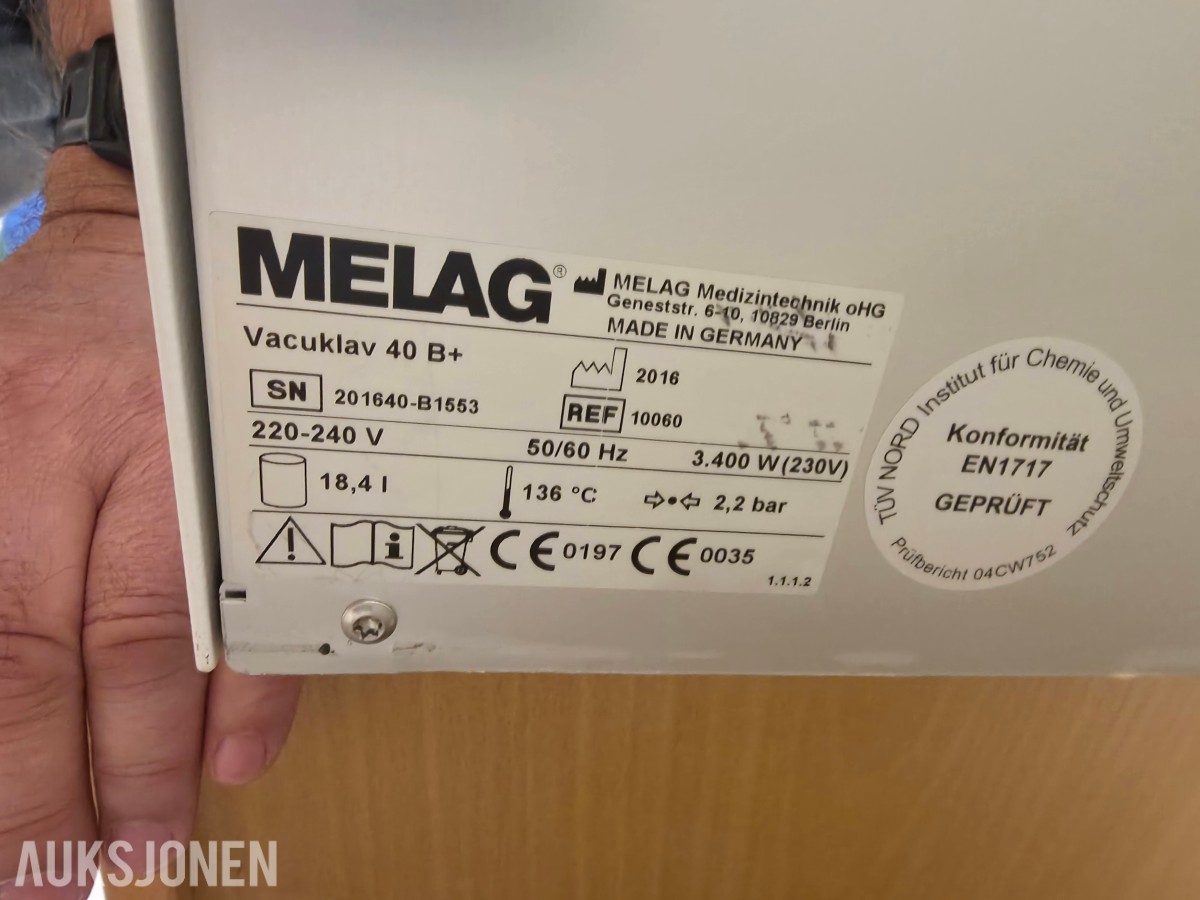 MELAG Vacuklav 40 B+ autoklav 2016 med MELAdem 40