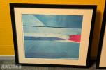 2 innrammede abstrakte kunsttrykk med sort ramme