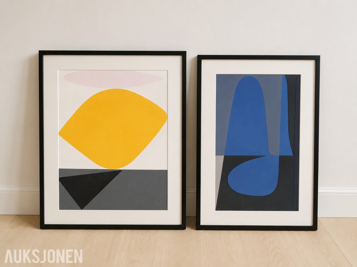 2 innrammede Victor Vasarely kunsttrykk – Sauzon og Idomin