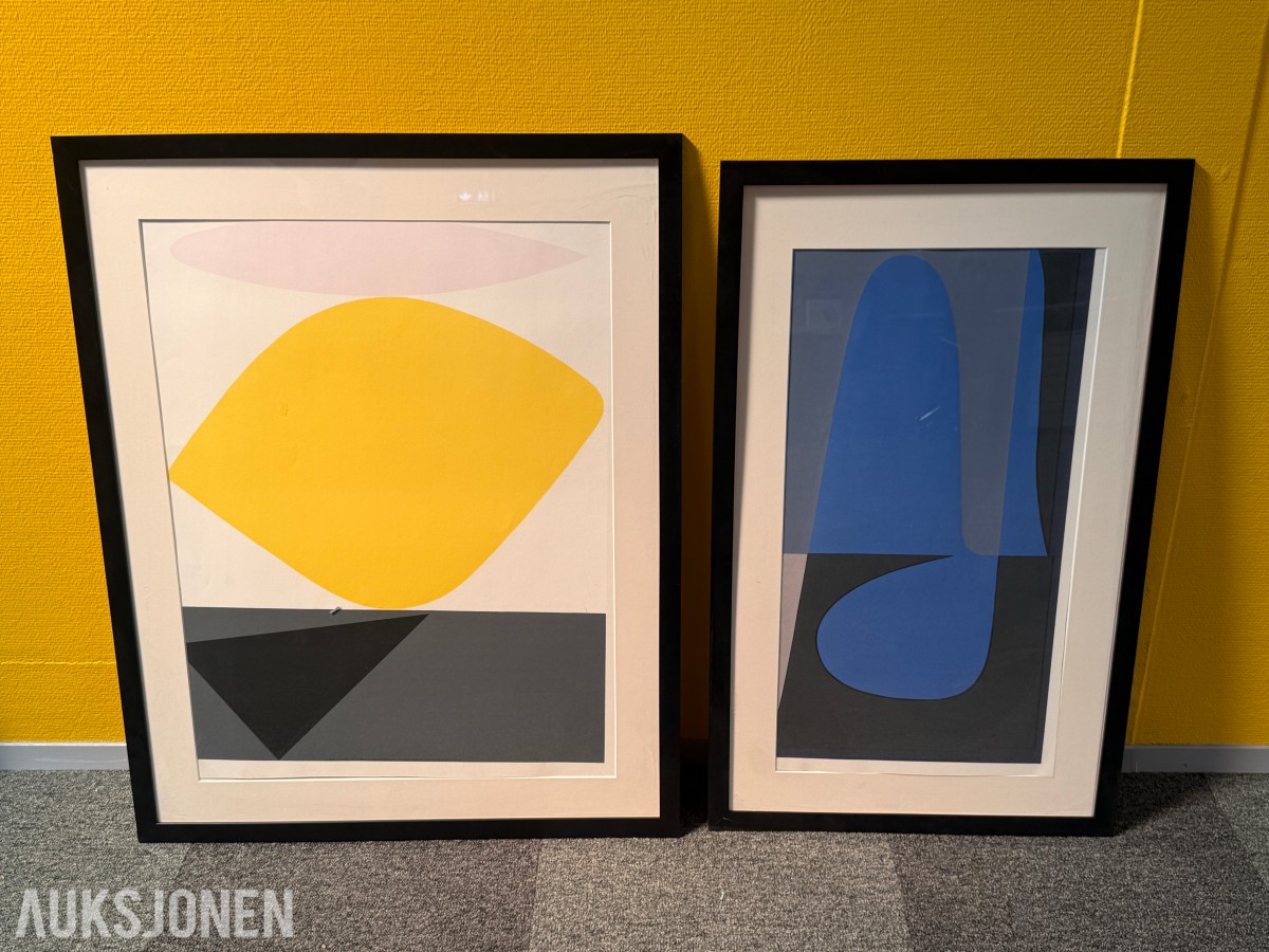 2 innrammede Victor Vasarely kunsttrykk – Sauzon og Idomin