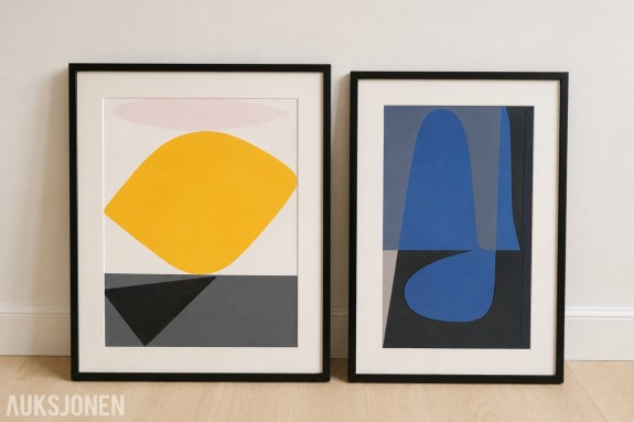 2 innrammede Victor Vasarely kunsttrykk – Sauzon og Idomin
