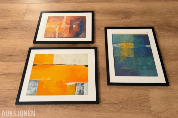 3 innrammede kunsttrykk av Astrid Heincke
