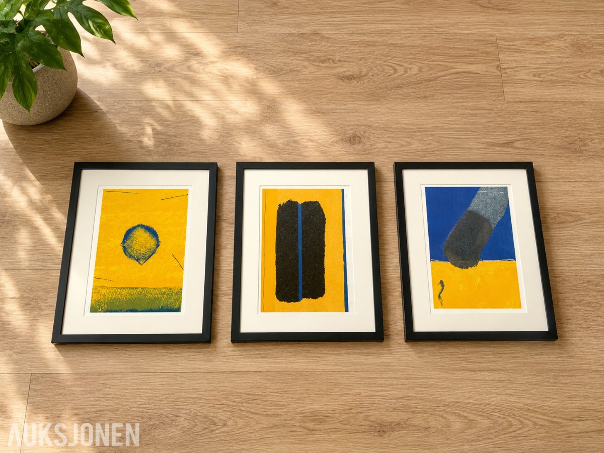 3 innrammede signerte serigrafier av Walter Fusi