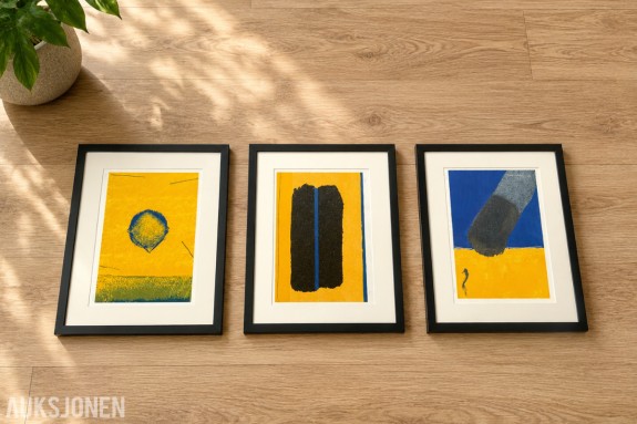 3 innrammede signerte serigrafier av Walter Fusi