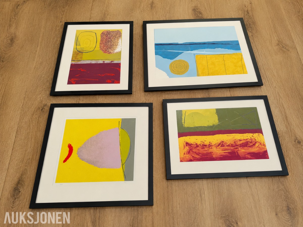 4 innrammede grafiske trykk av Walter Fusi