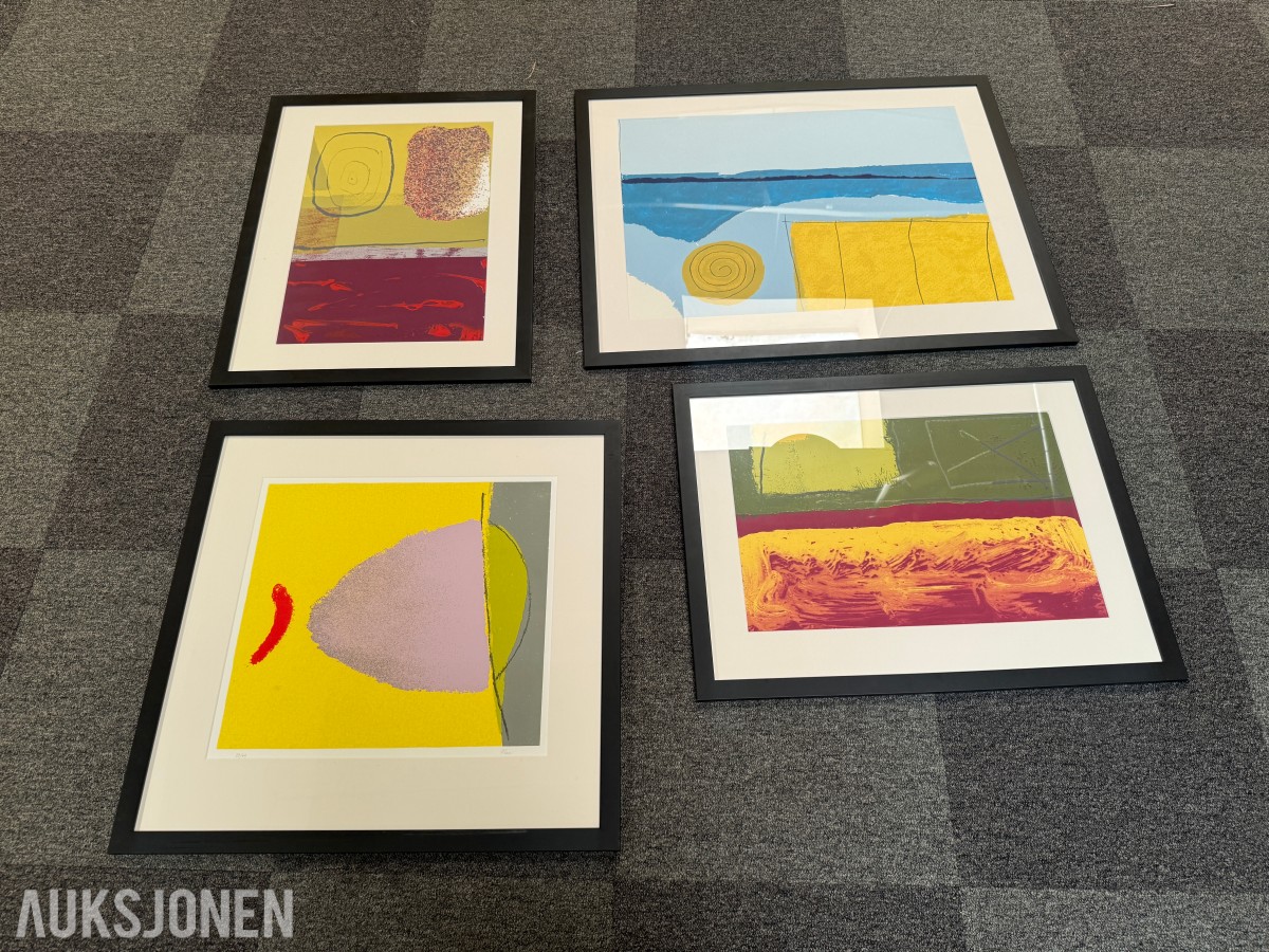 4 innrammede grafiske trykk av Walter Fusi