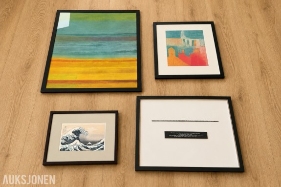 3 innrammede bilder og NorSun-minne i ramme