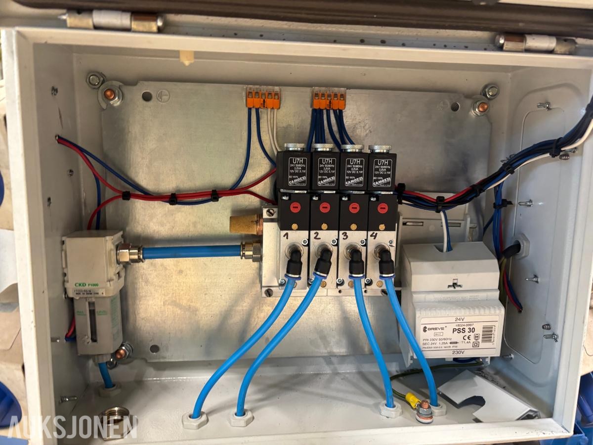 Pneumatisk 4-veis trykkluftfordeler / fordelingsstasjon med styreskap – 230V