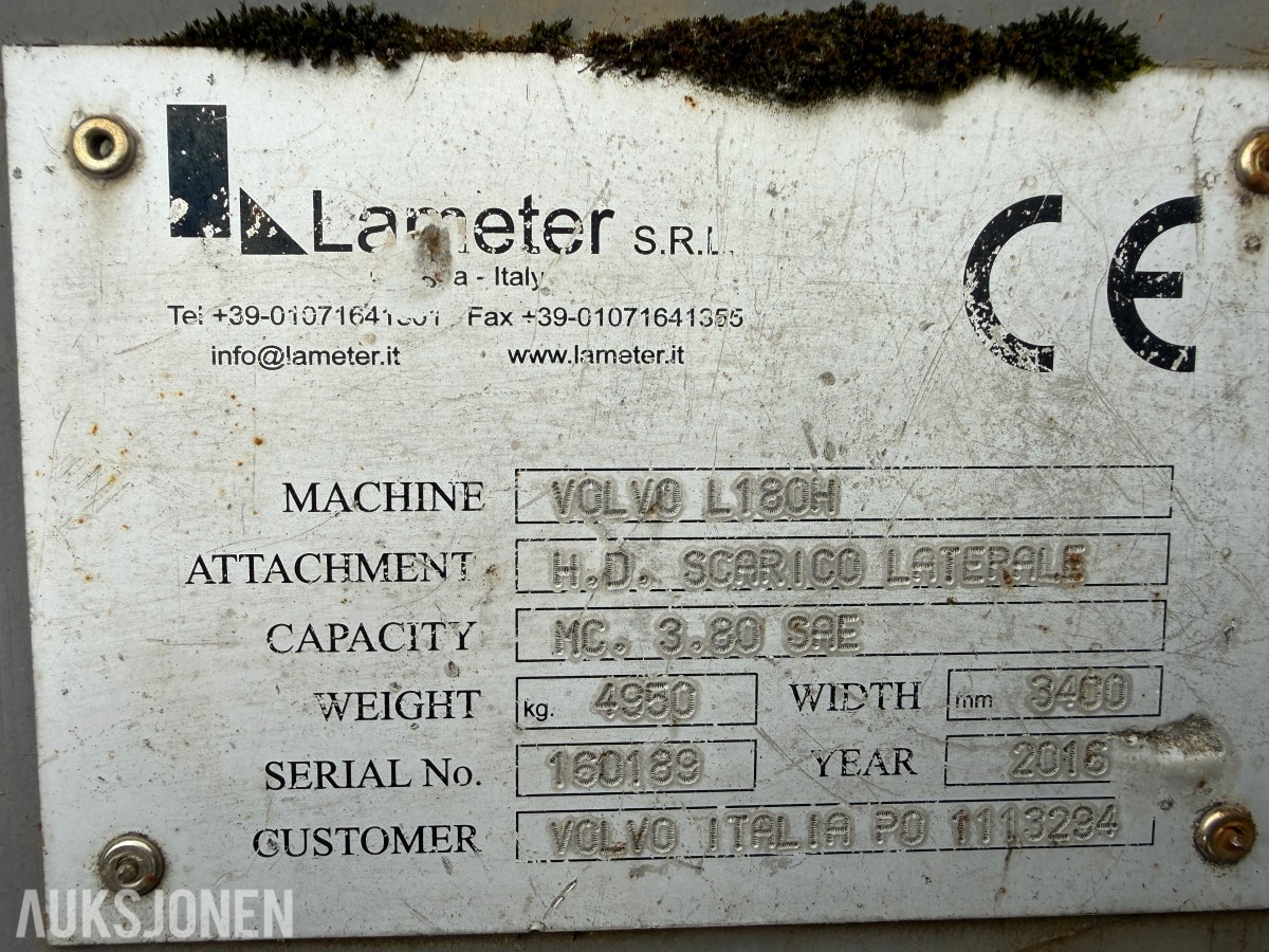 Lameter Sidetippskuffe til Volvo L180H