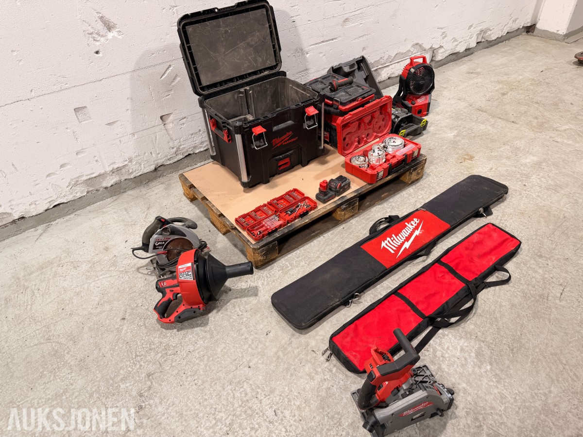 Parti med verktøy og tilbehør - Milwaukee, Ryobi og Skilsaw