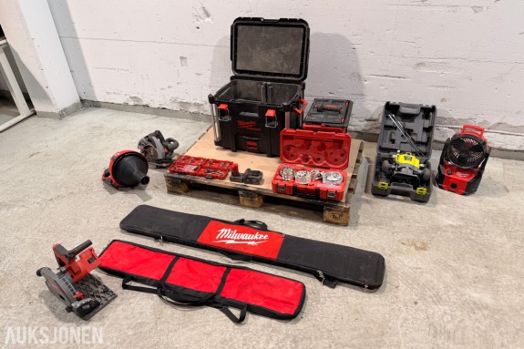Parti med verktøy og tilbehør - Milwaukee, Ryobi og Skilsaw