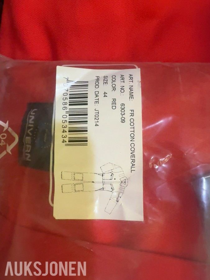 23 stk Univern FR Cotton Coverall rød str 44