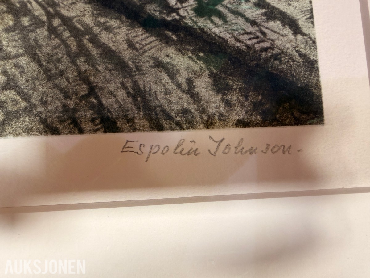 Espolin Johnson litografi «183/299» – innrammet originalgrafikk - INGEN MINSTEPRIS