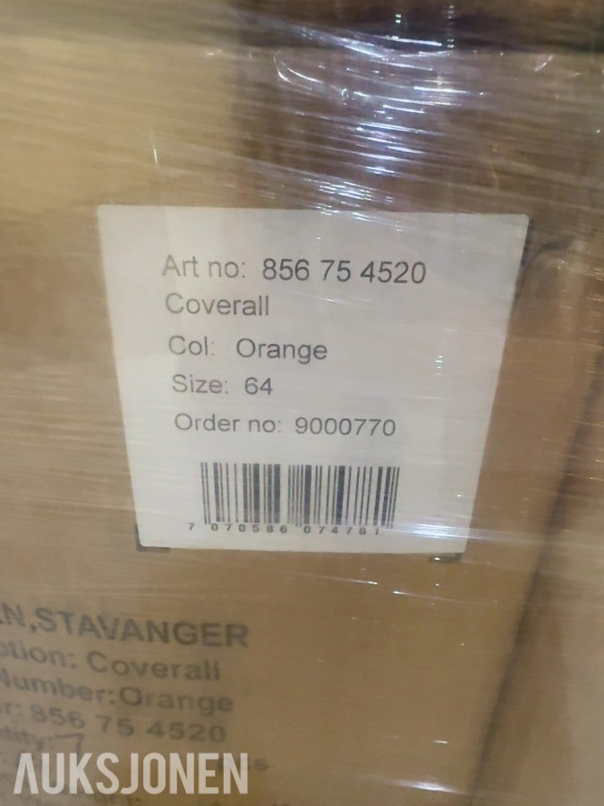 167 stk Univern Coverall orange - str 44/60/64