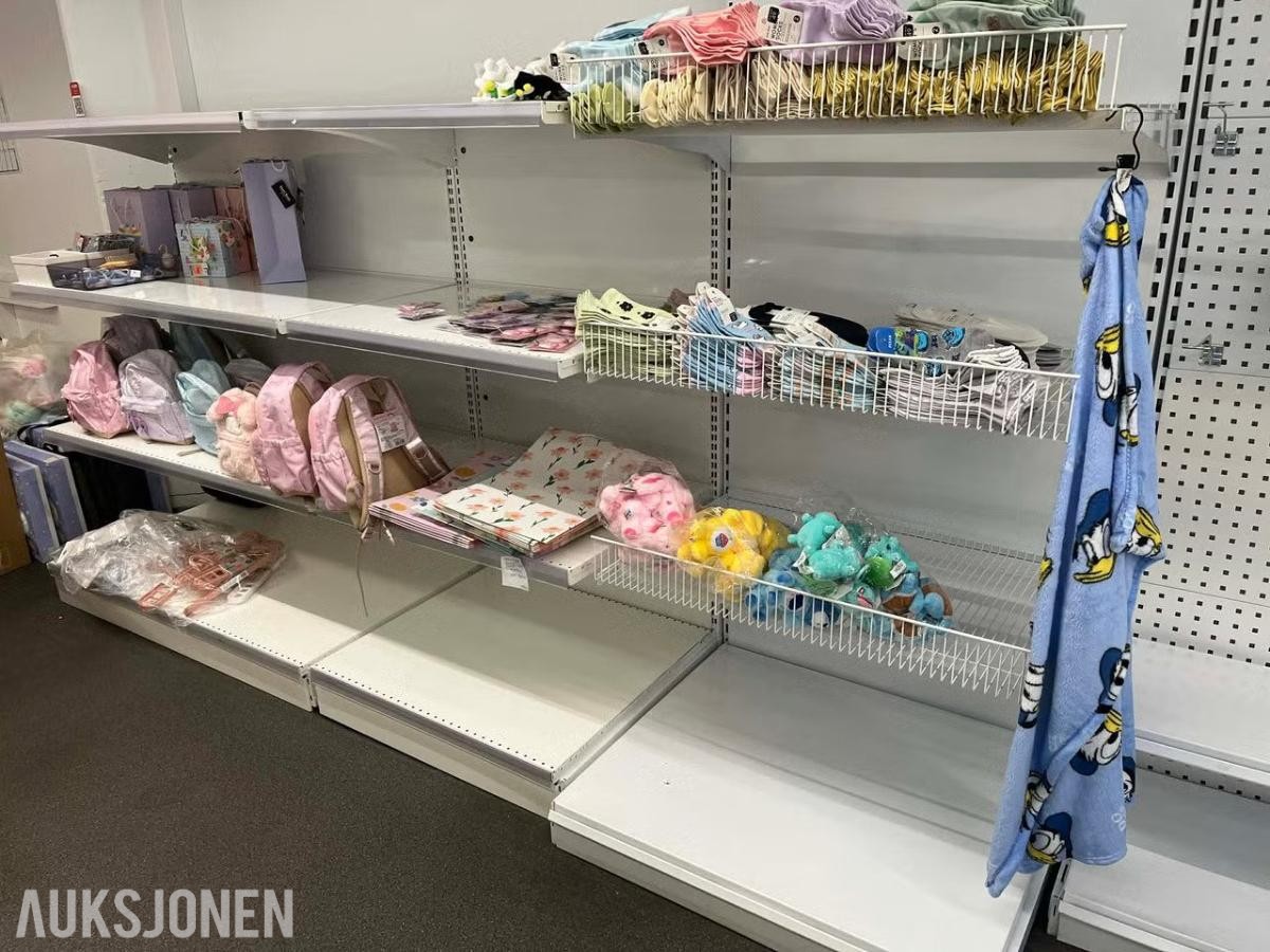 BUTIKKINNREDNING – VEGGREOLER - GULVREOL - KROKER OG EKSTRA HYLLER
