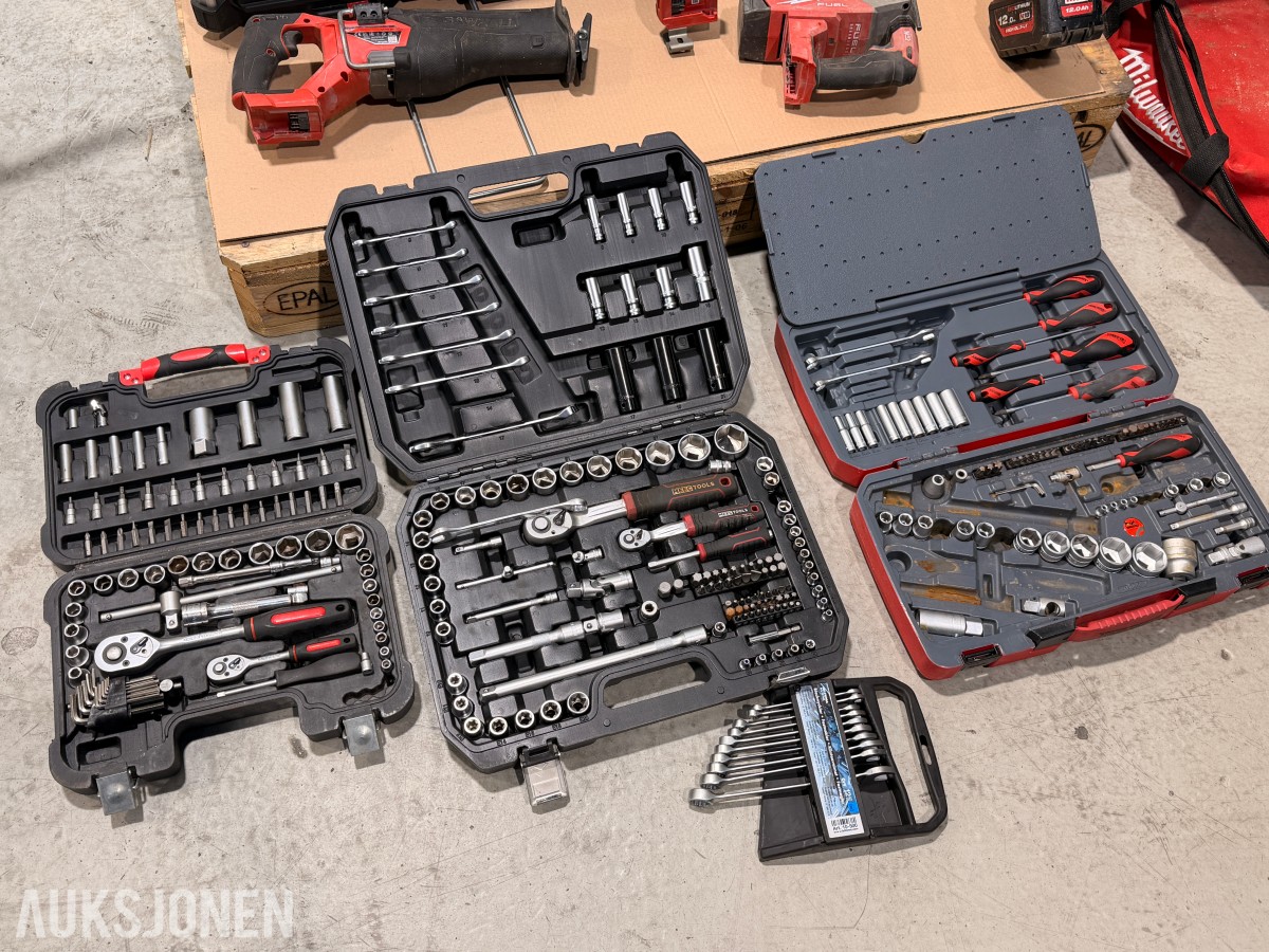 Milwaukee M18 elektroverktøy, batterier, verktøysett, redskaper og håndverktøy