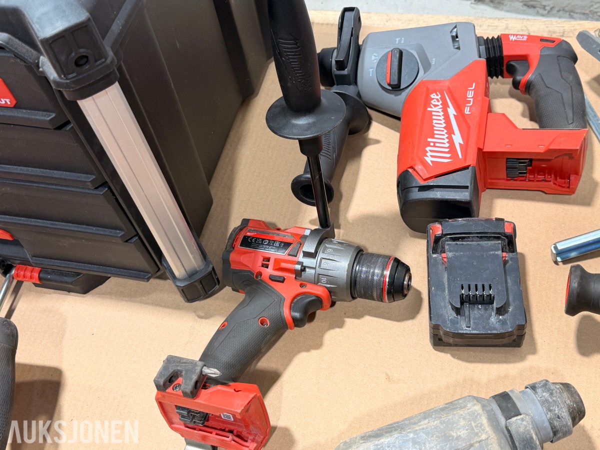 Milwaukee M18 elektroverktøy, batterier, verktøysett, redskaper og håndverktøy
