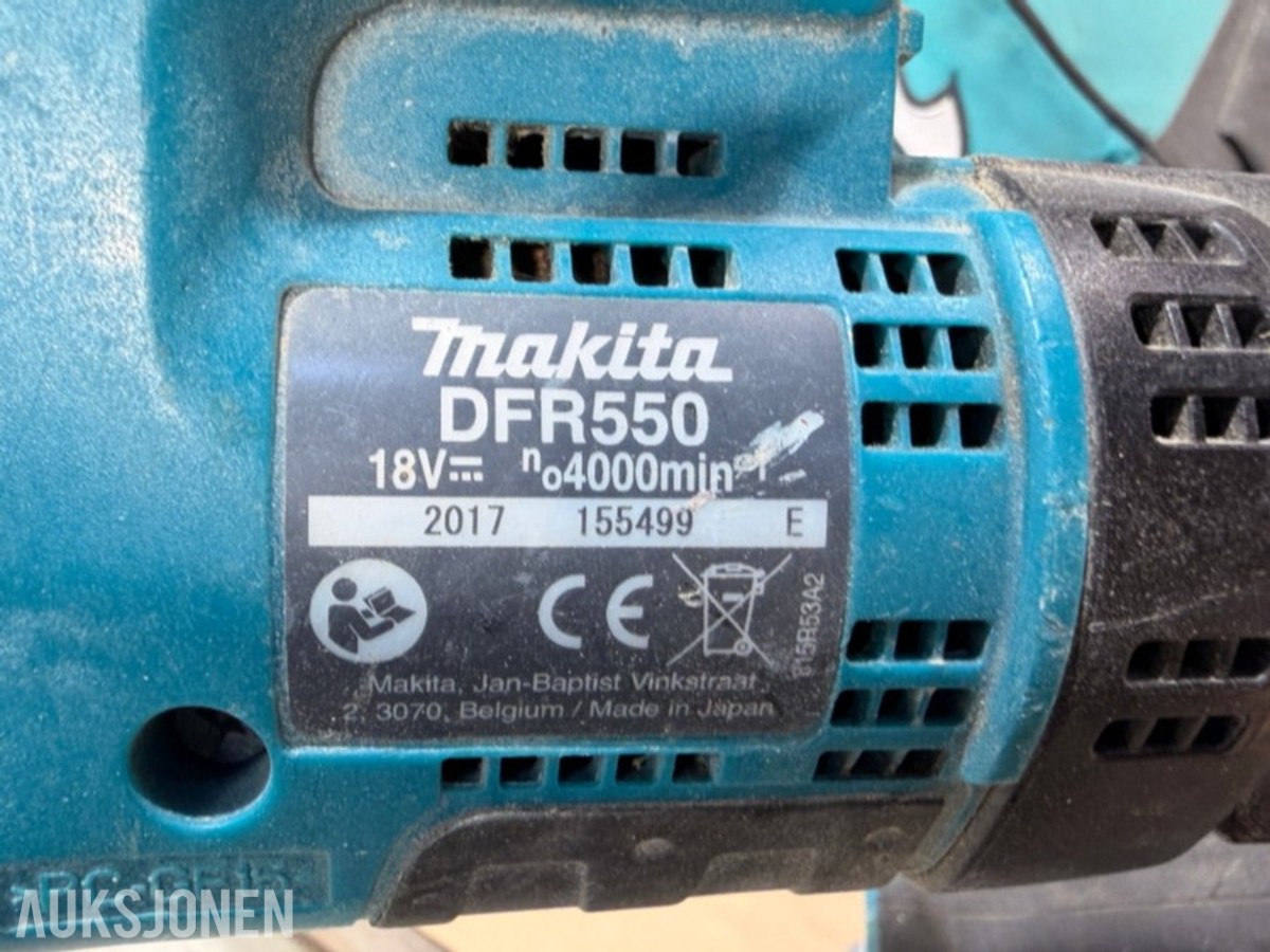 Verktøyparti med Milwaukee, Makita, Bosch, Hitachi og Basso
