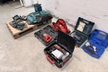 Verktøyparti med Milwaukee, Makita, Bosch, Hitachi og Basso