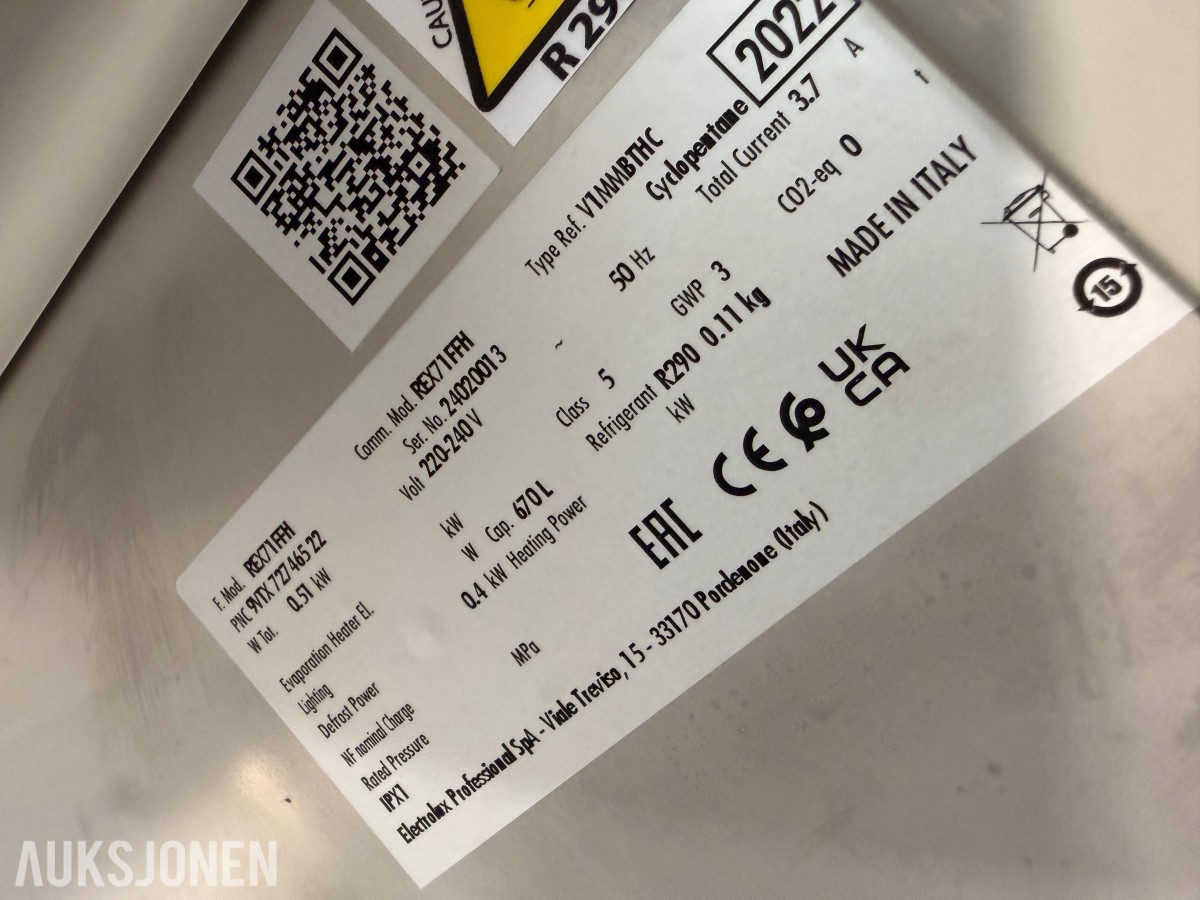 2022 Electrolux Professional fryseskap 670 L – Modell REX71FFH