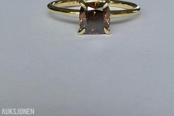 (GIA) 1.22CT ENSTENS DIAMANTRING I 14K GULL. HELT NATURLIG DIAMANT! TAKSTBREV OG SERTIFIKAT!