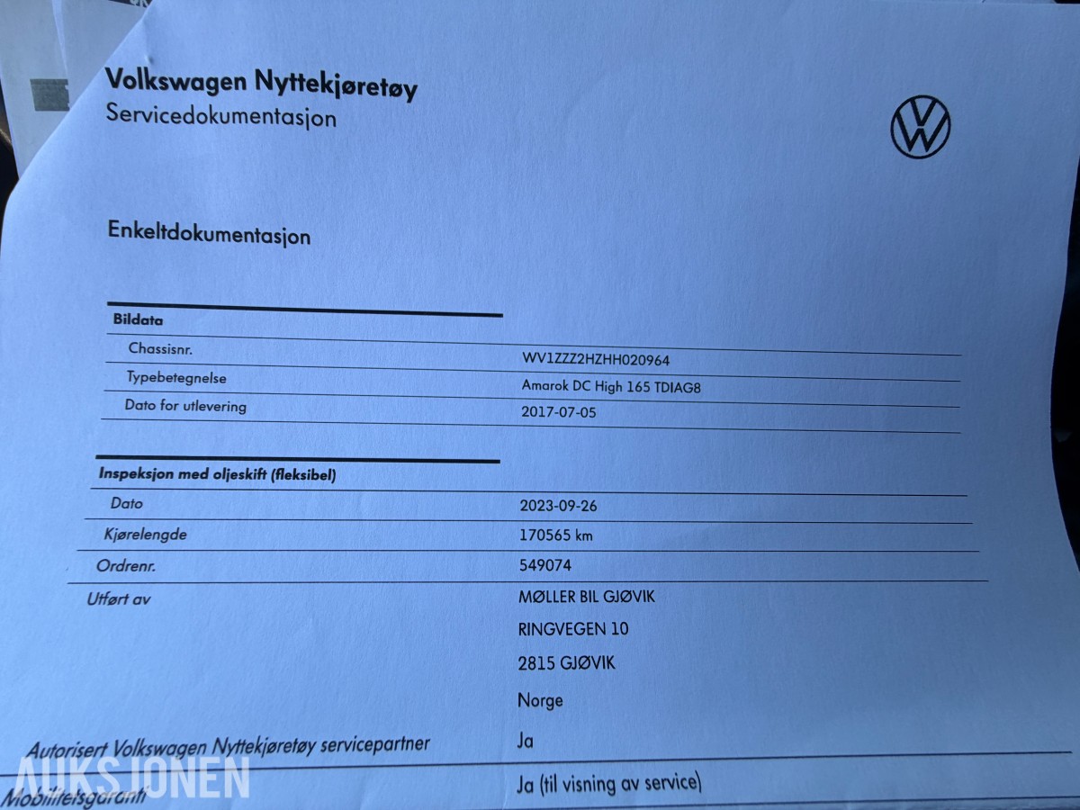 2017 Volkswagen AMAROK 3.0-224 D 4MOTION / Servicehistorikk / H.feste +++