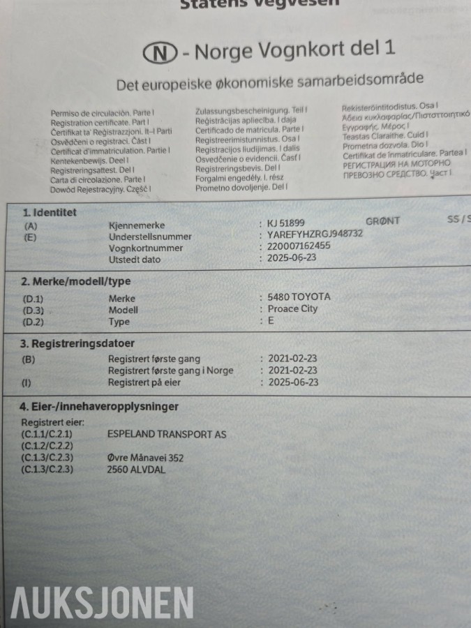 Toyota ProAce City Comfort, Kun 81648 km, Ledbar, velholdt.