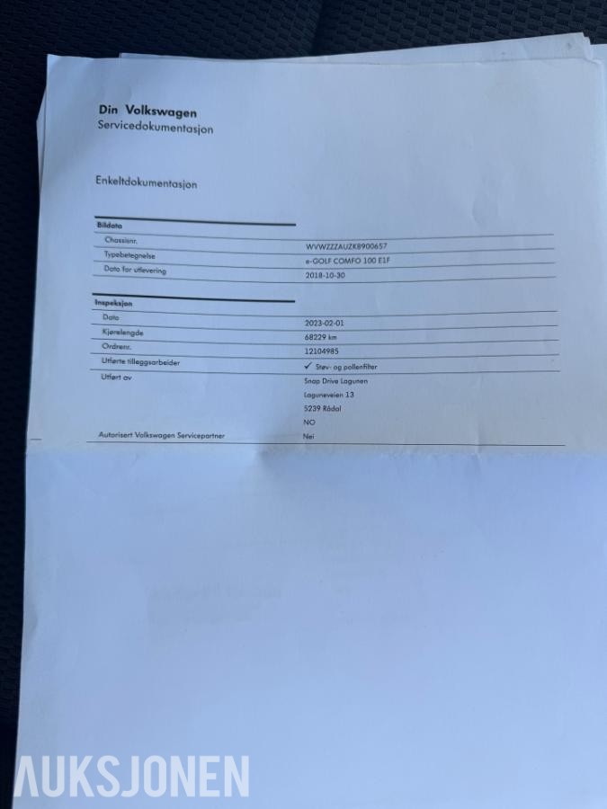2019 Volkswagen E-Golf 136hk automat 103000km EU OK 07.2028