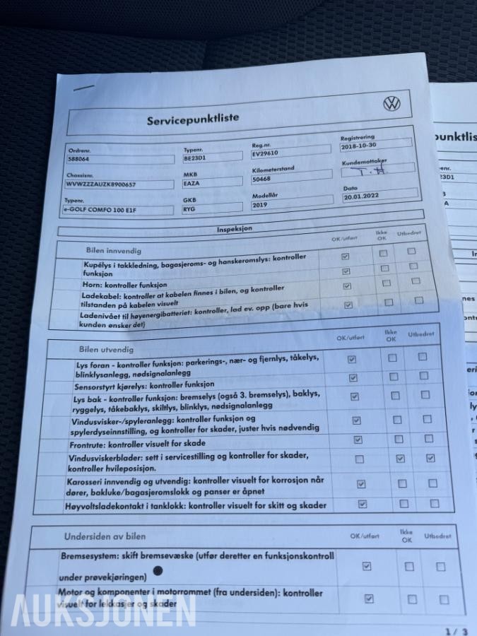 2019 Volkswagen E-Golf 136hk automat 103000km EU OK 07.2028