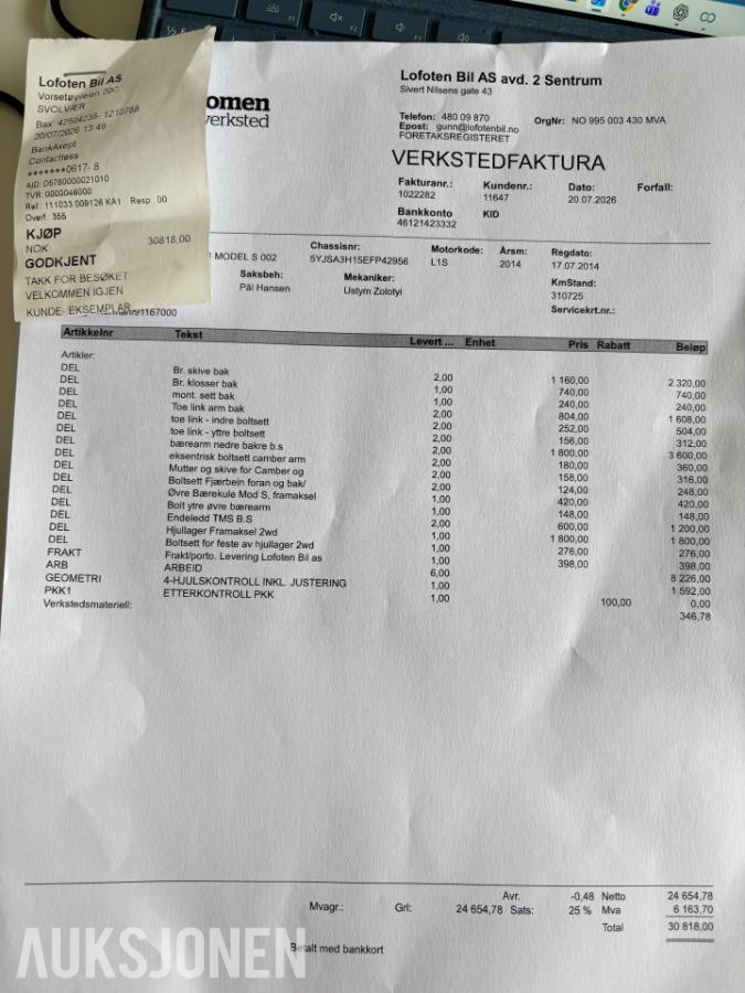 2014 Tesla Model S 311000 km, Eu godkjent til 09.06.2028