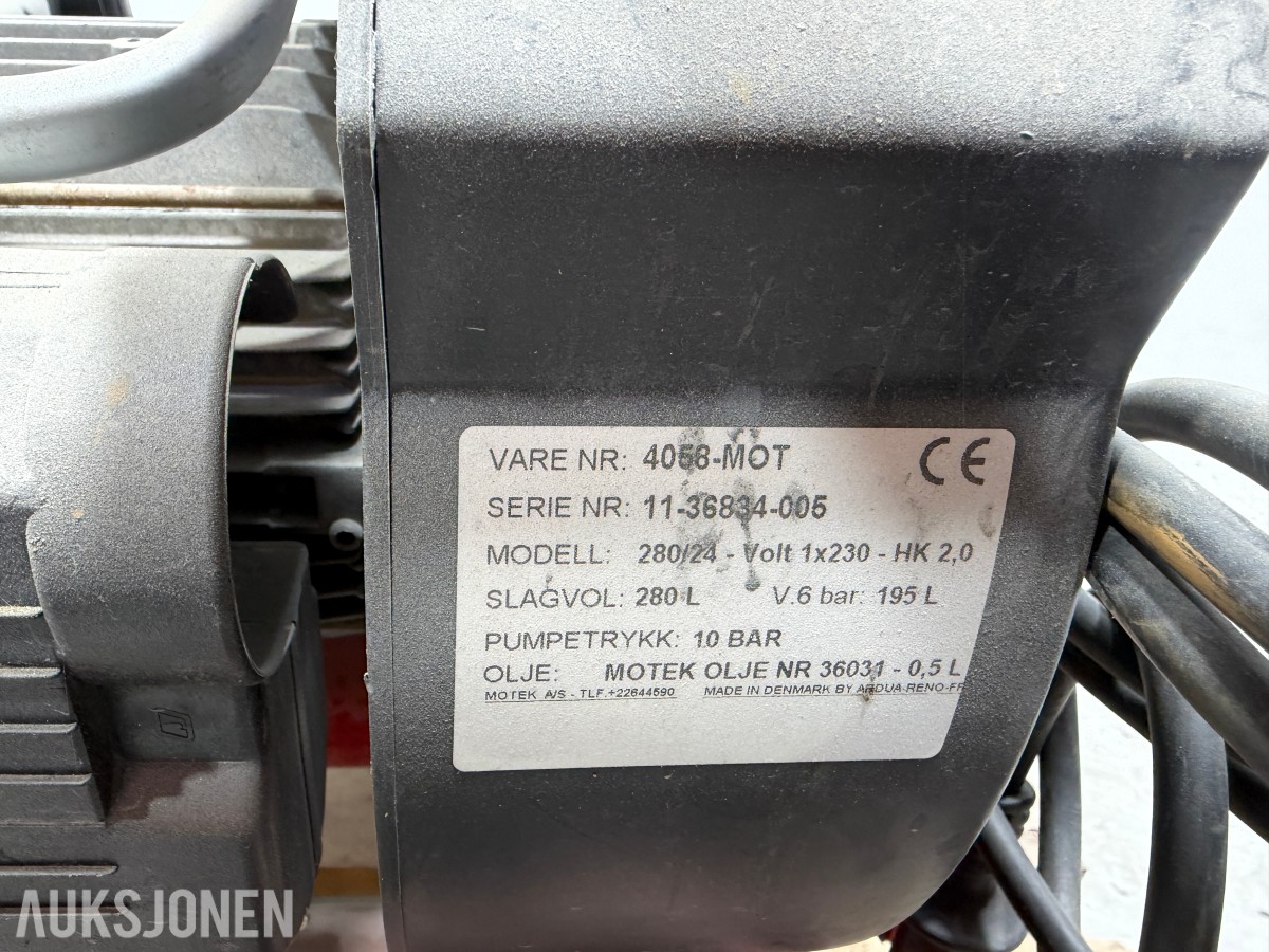 Motek 280/24 håndverkerkompressor – 230 V – 280 l/min – 10 bar