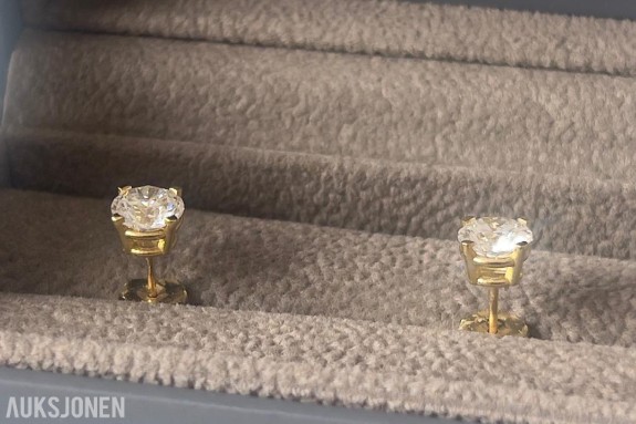 2.00Ct Diamantøredobber i Gult 18K Gull | IGI-sertifisert
