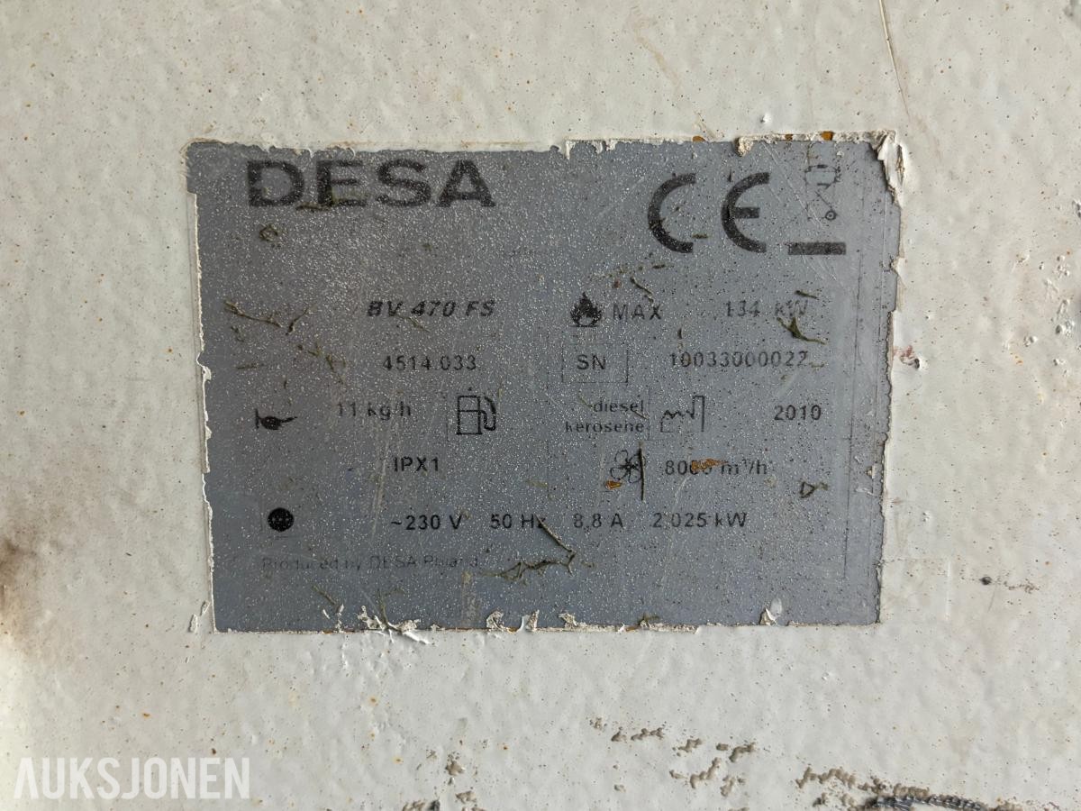 2010 DESA BV 470 FS diesel byggvarmer / Varmluftsaggregat  134 kW