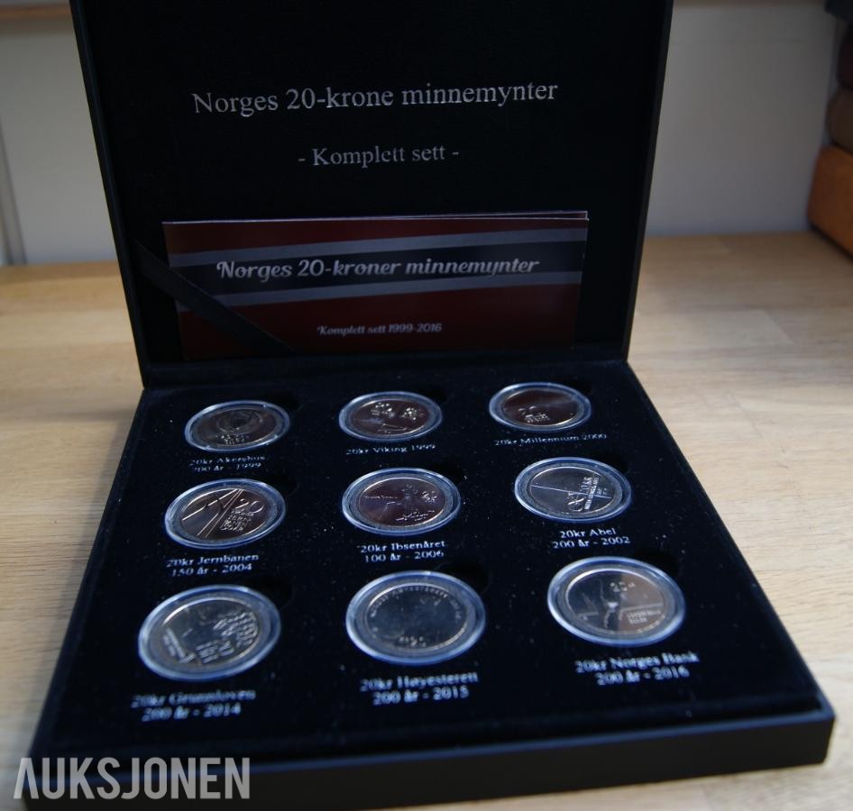 20 kr Norske Minnemynter - Komplett Sett 1999-2016!