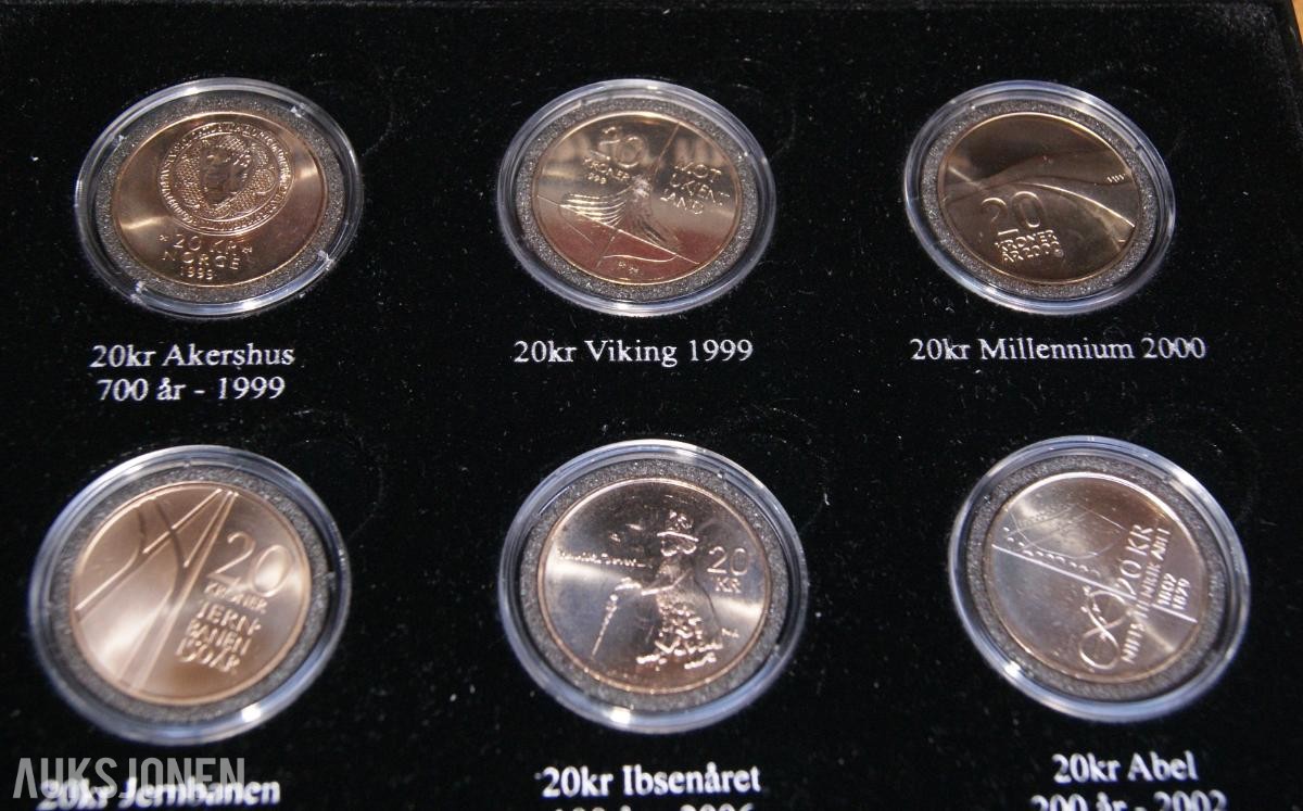 20 kr Norske Minnemynter - Komplett Sett 1999-2016!