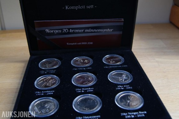 20 kr Norske Minnemynter - Komplett Sett 1999-2016!