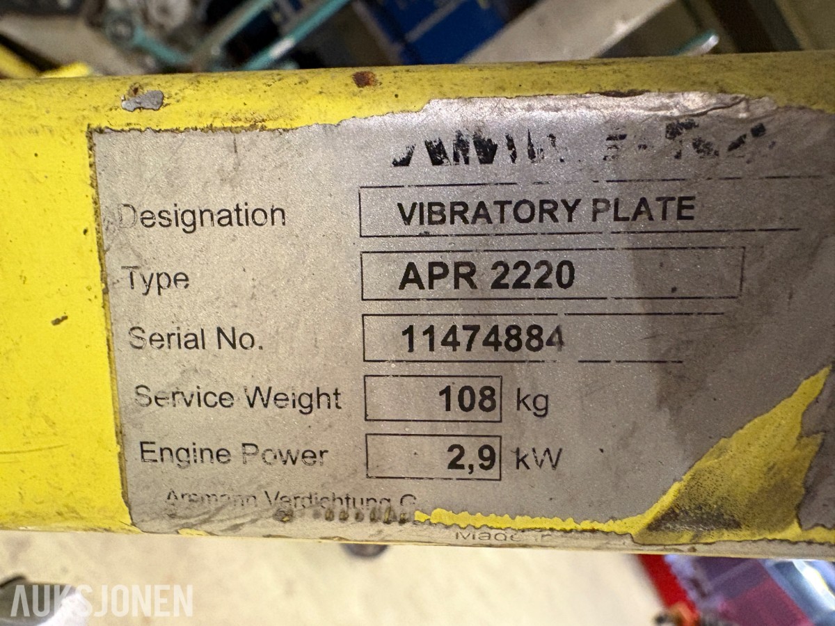 Ammann APR 2220 vibrasjonsplate – Honda bensinmotor – 108 kg