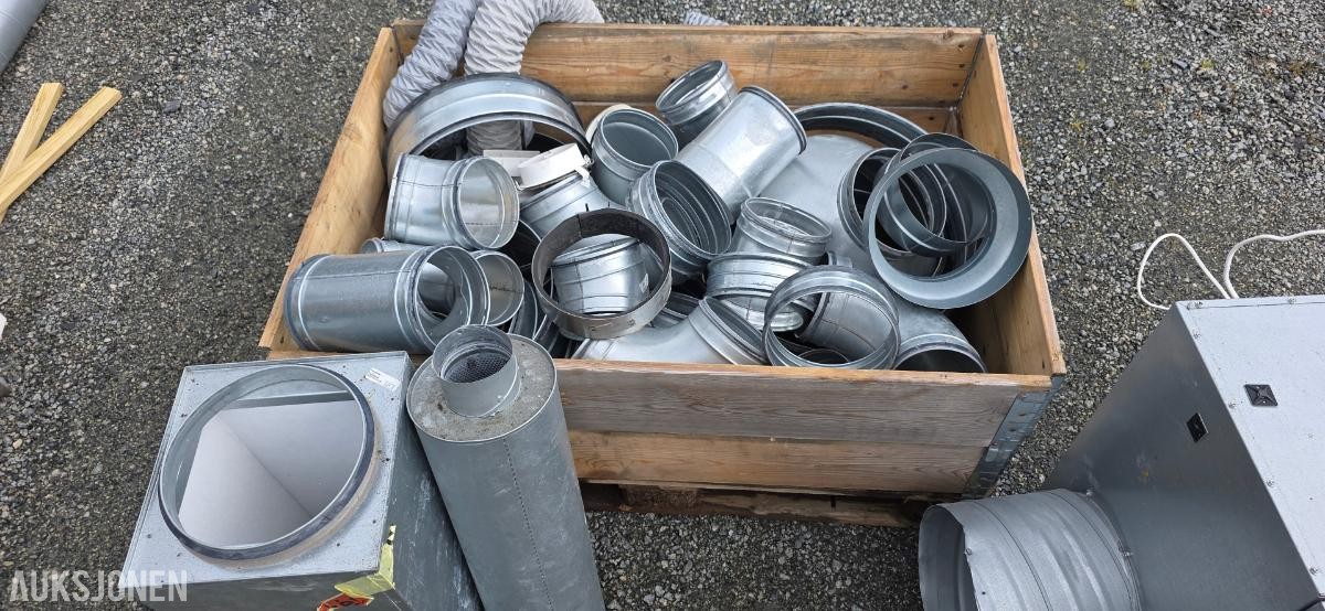 Diverse overskuddslager ventilasjonsutstyr – Systemair vifter, kanalheis, sentralstøvsuger, ventilasjonsdeler m.m.