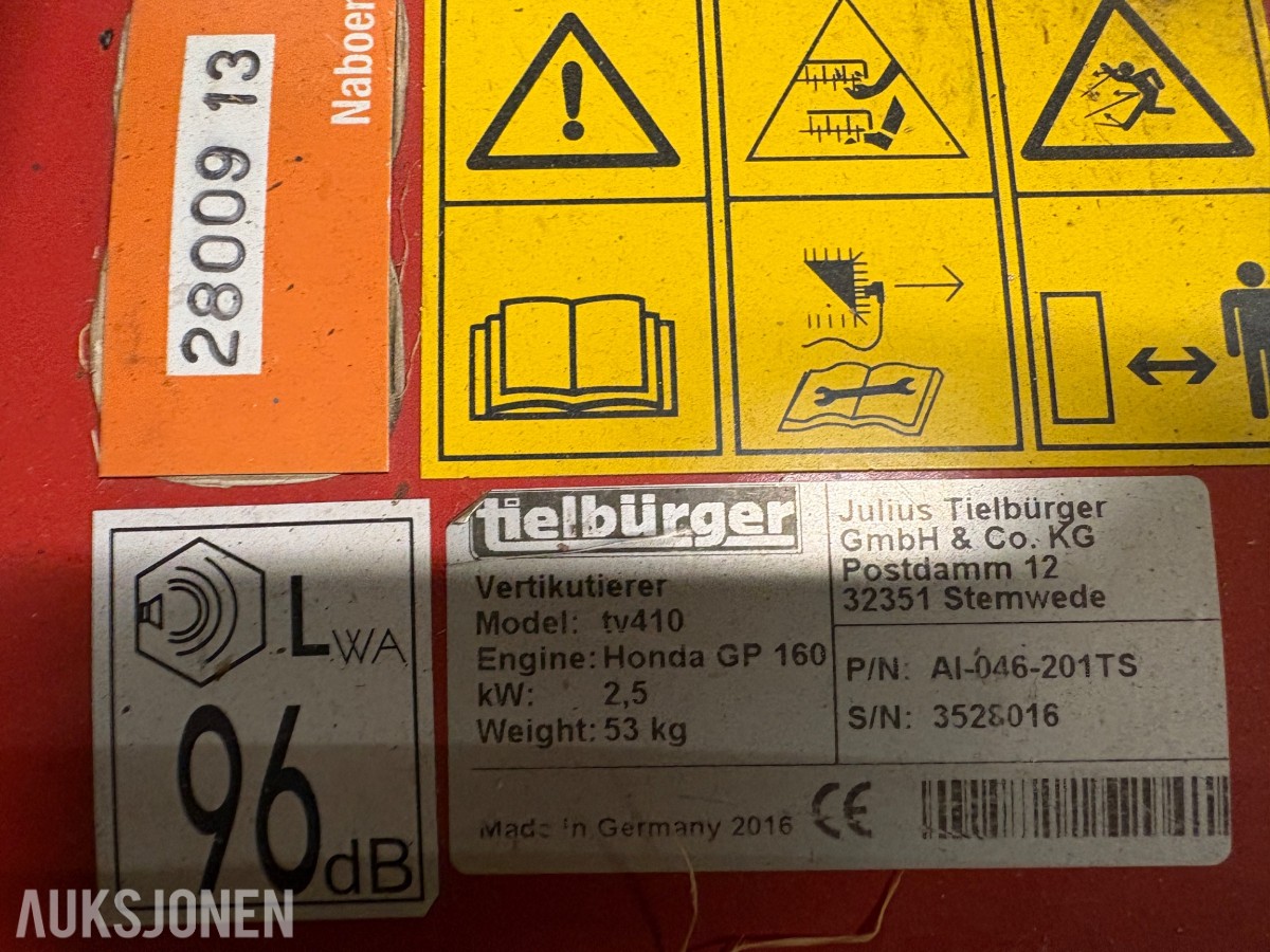 Tielbürger TV410 vertikalskjærer med Honda GP160 bensinmotor