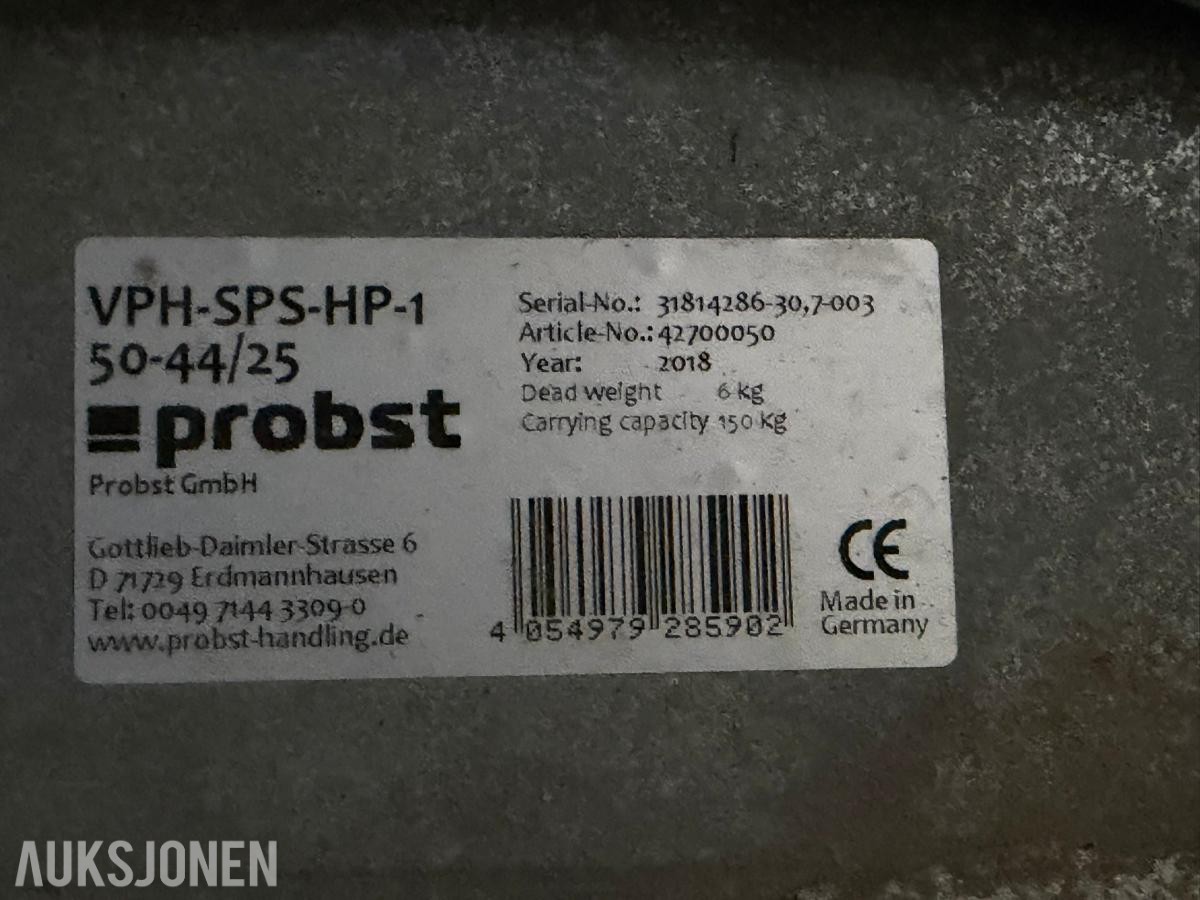 2018 Probst VPH-150 vakuumløfter med sugeplate – 150 kg kapasitet
